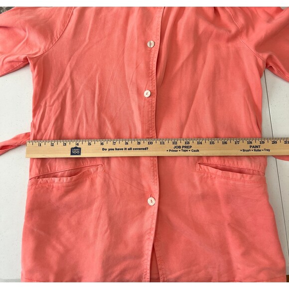 Fresh Produce Coral Belted Tencel Button Up Jacket Pockets Tie Waist Women's M - Picture 7 of 10